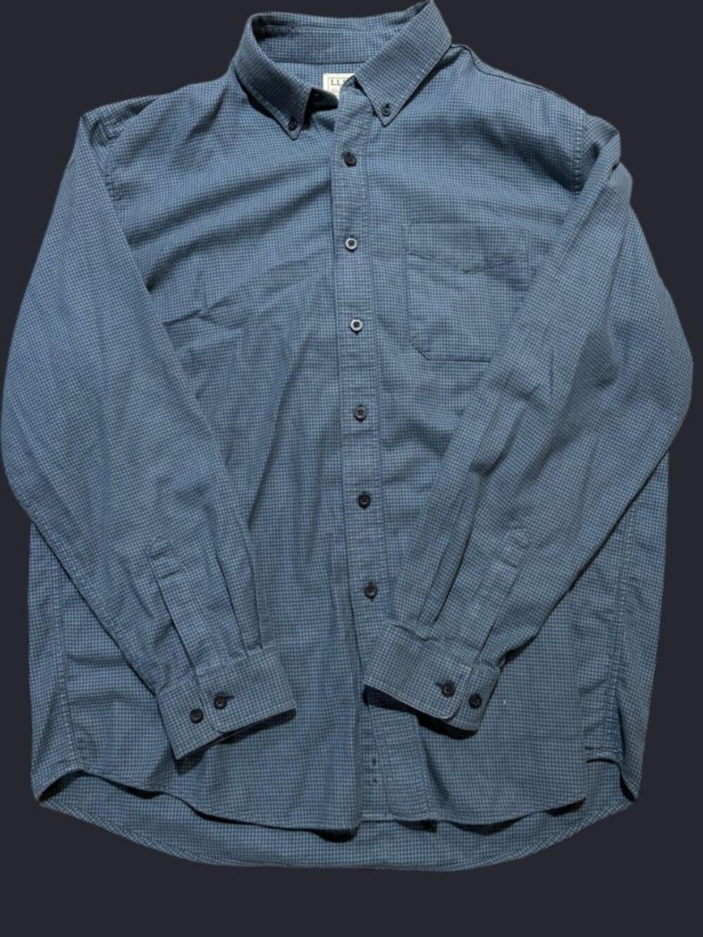 L.L.Bean Blue Patterned Button-Down Shirt